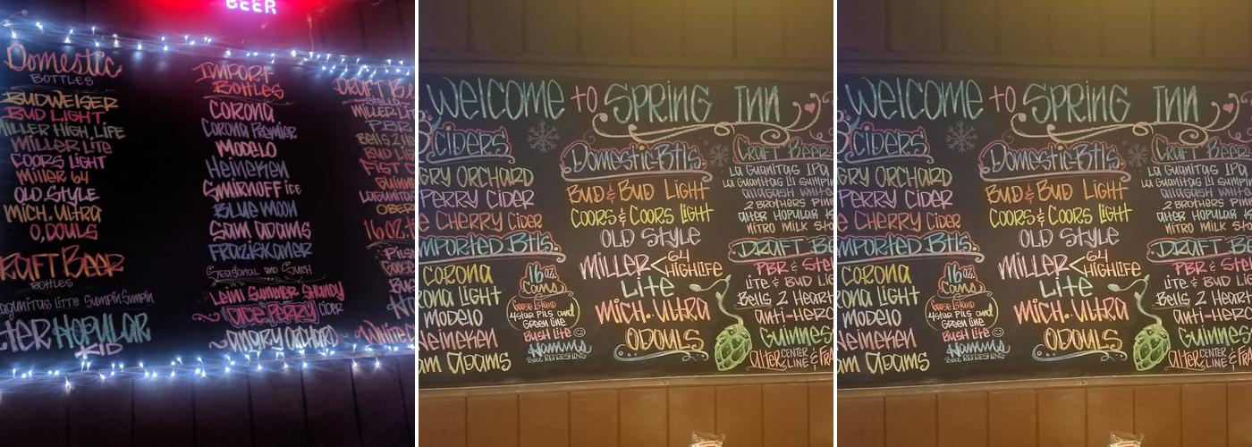 Spring Inn Menu