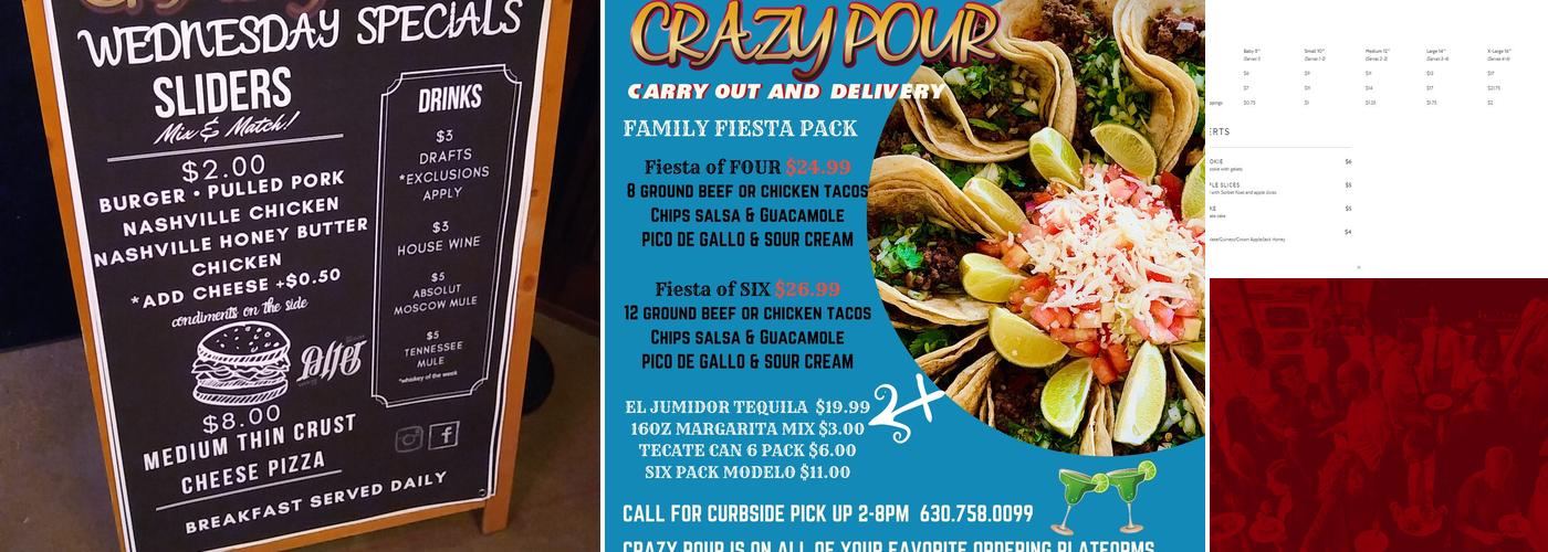 Crazy​ ​​Pour Sports Bar Menu