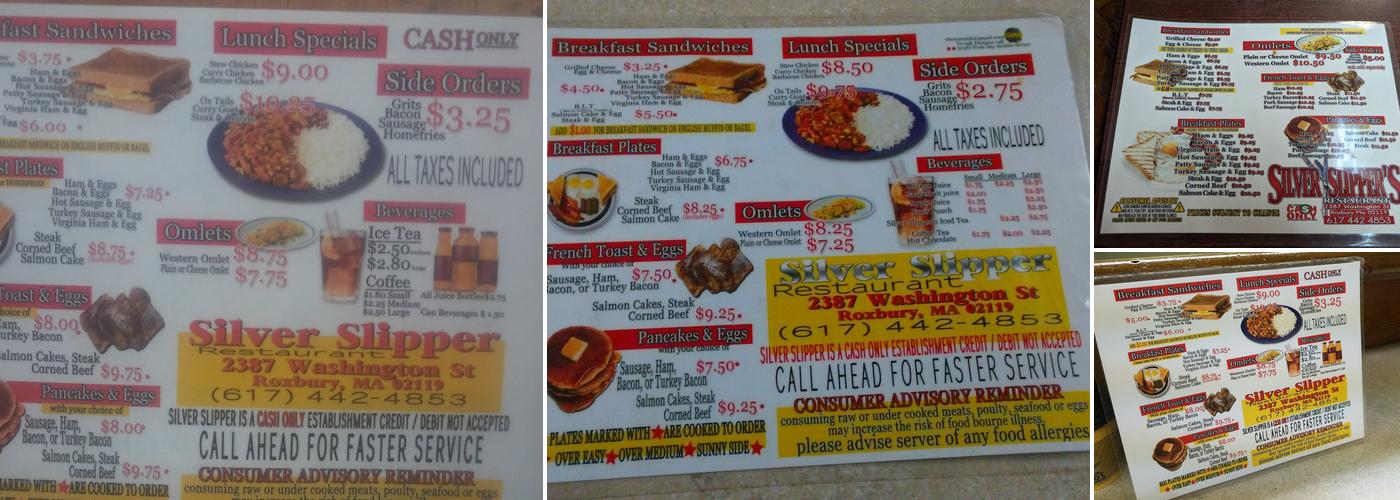 Silver Slipper Restaurant Menu