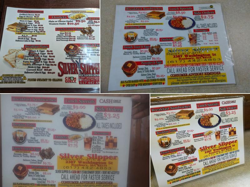 Silver Slipper Restaurant Menu