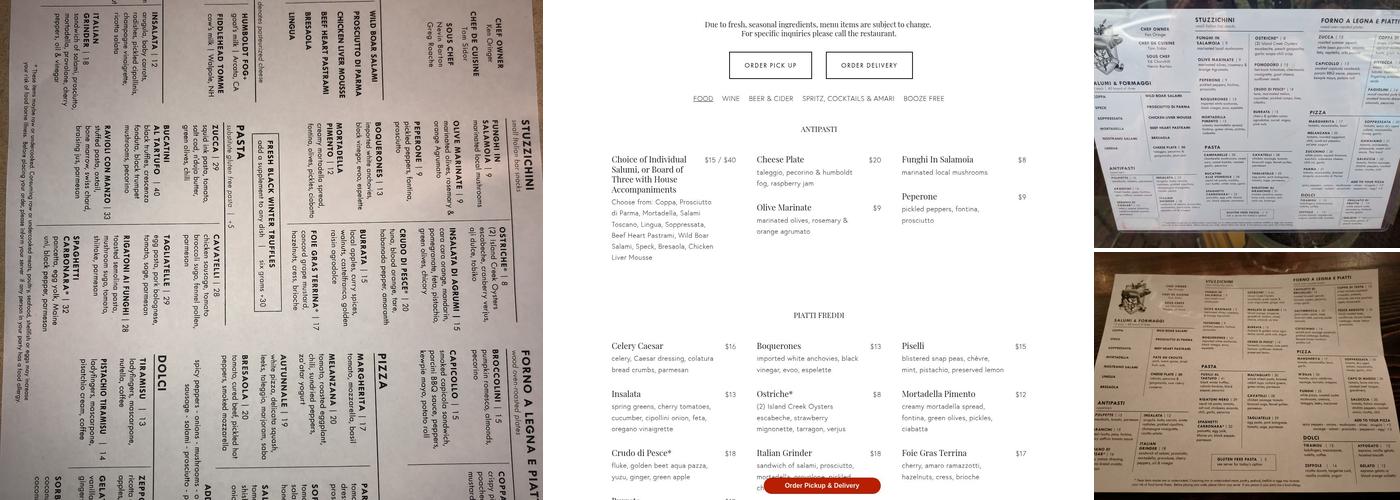 Coppa Menu