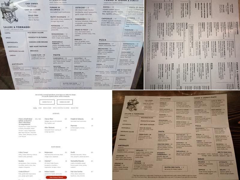 Coppa Menu
