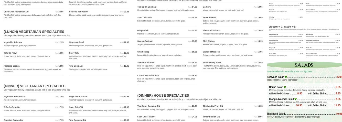 Thai Basil Menu