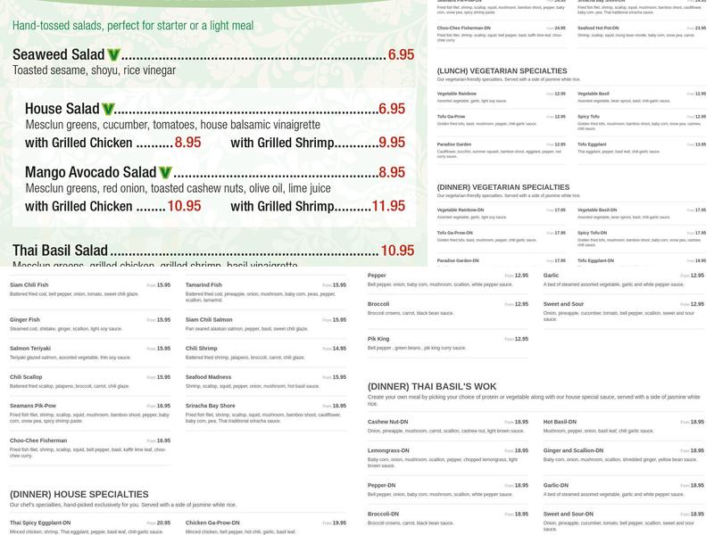 Thai Basil Menu