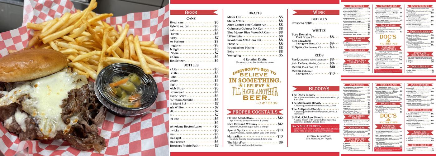 Doc's Victory Pub Menu