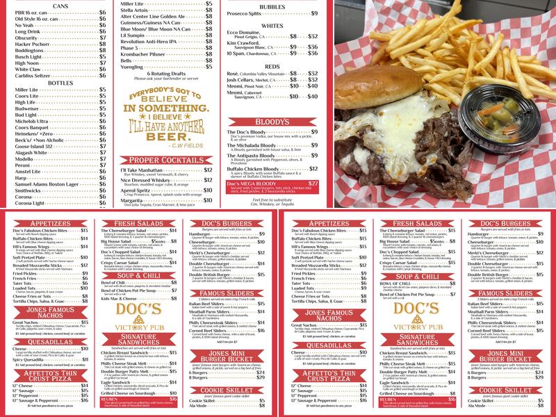 Doc's Victory Pub Menu