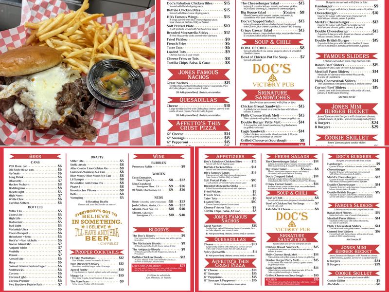 Doc's Victory Pub Menu