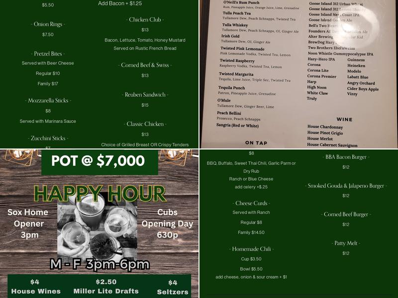 O'Neill's Pub Menu