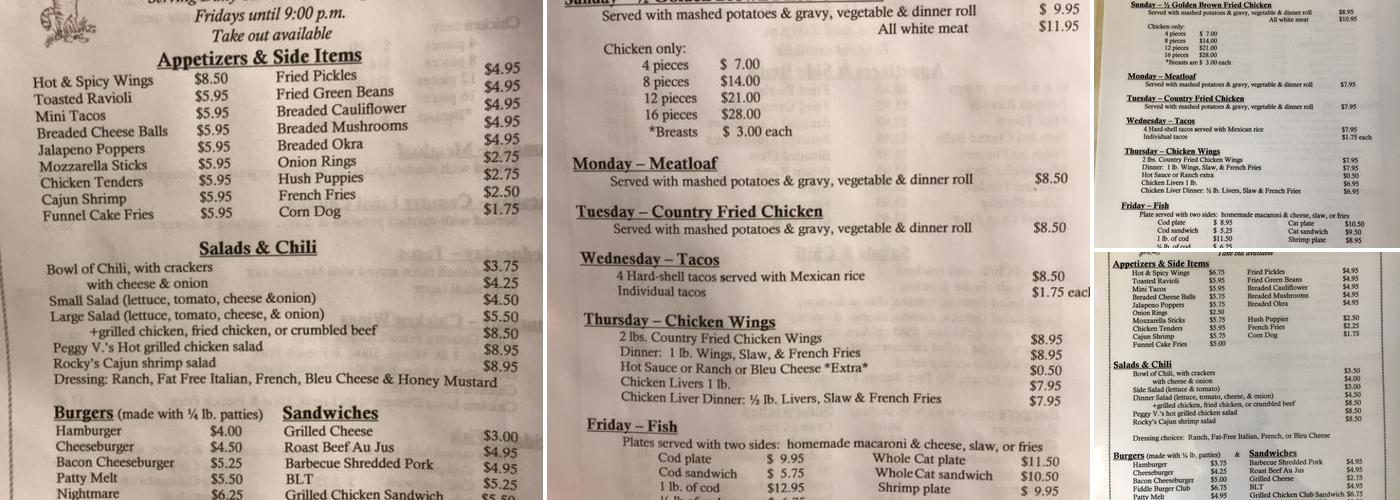 Cat & Fiddle Tavern Menu