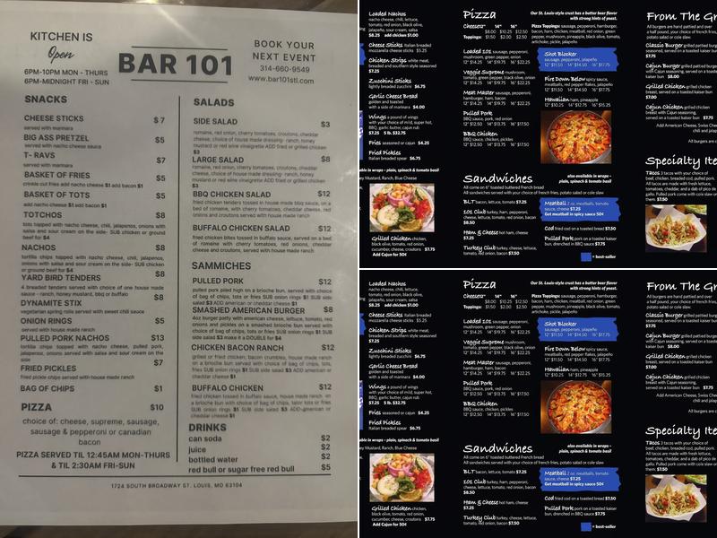 101 St. Louis Sports Spirits Sand Menu