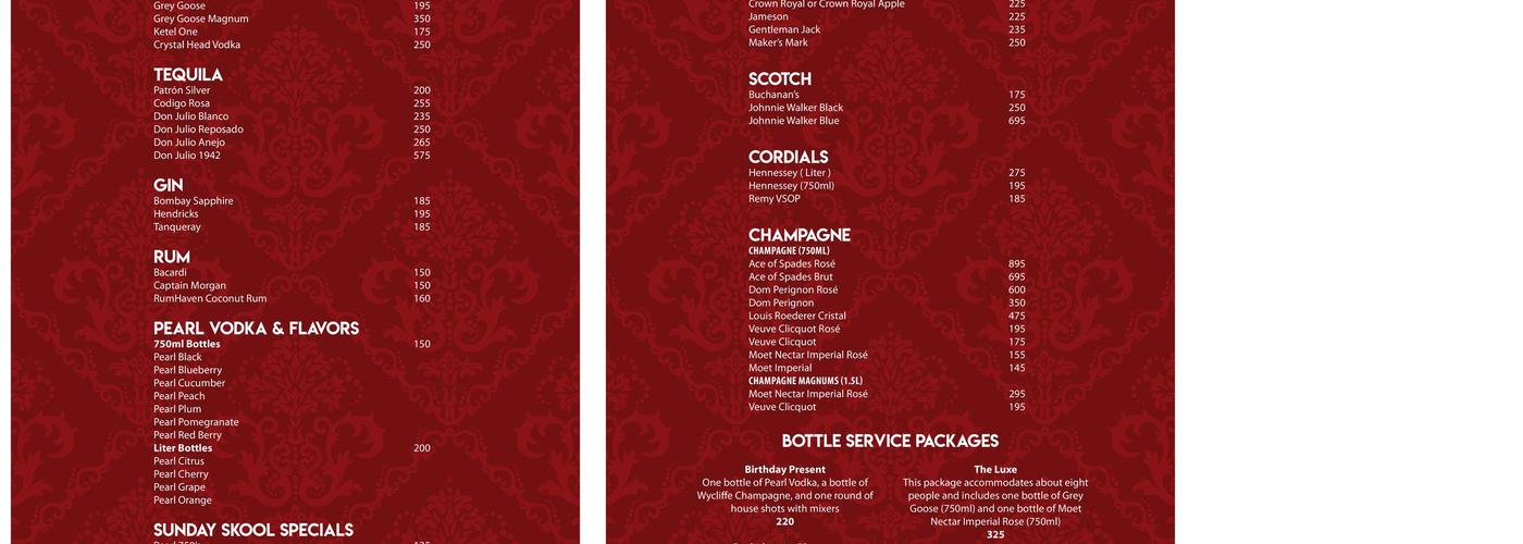 The Pepper Lounge Menu