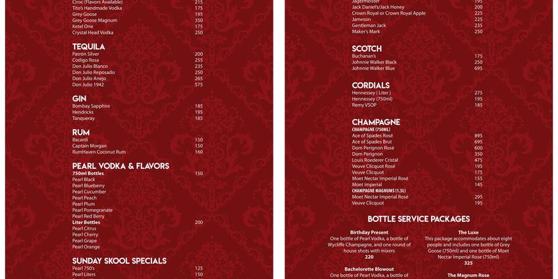The Pepper Lounge Menu