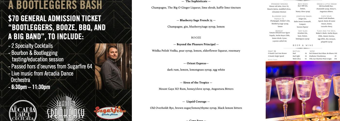 Thaxton Speakeasy Menu