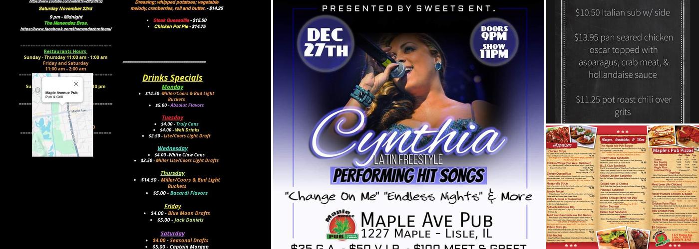 Maple Avenue Pub Menu