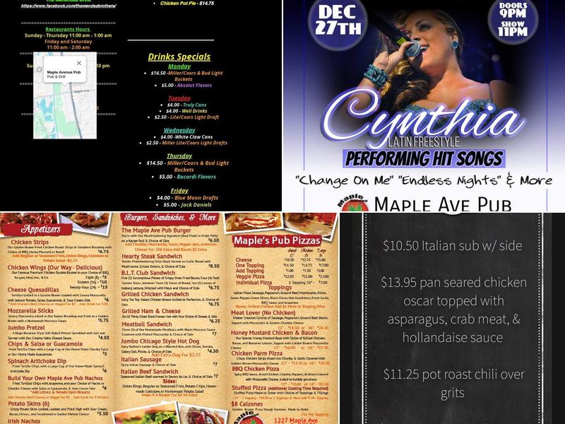 Maple Avenue Pub Menu
