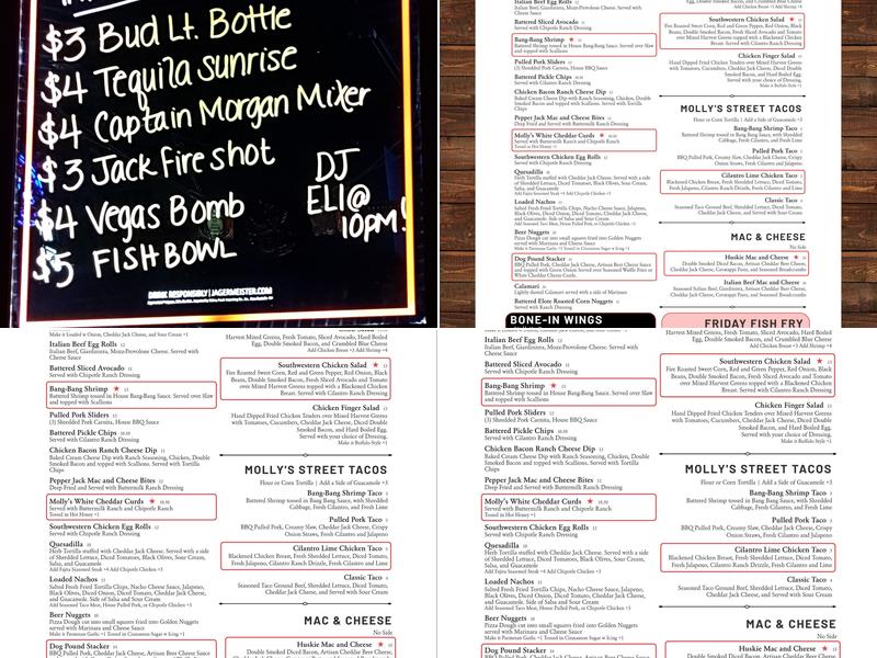 Molly's Eatery & Drinkery Menu
