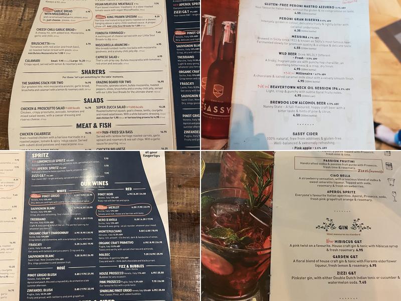Zizzi - Victoria Menu