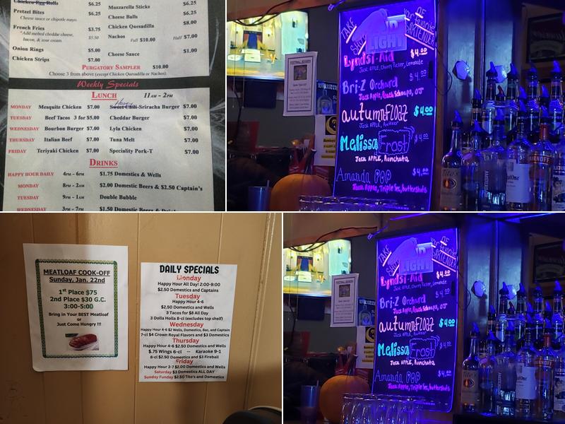Purgatory's Pub Menu
