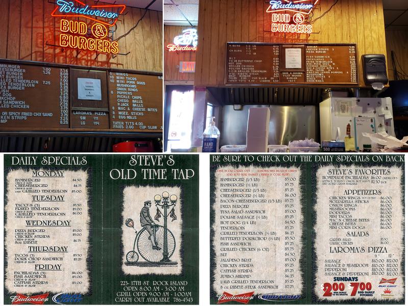 Steve's Old Time Tap Menu