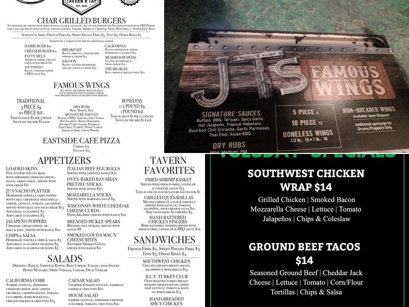 JT's Porch Saloon & Eatery Menu