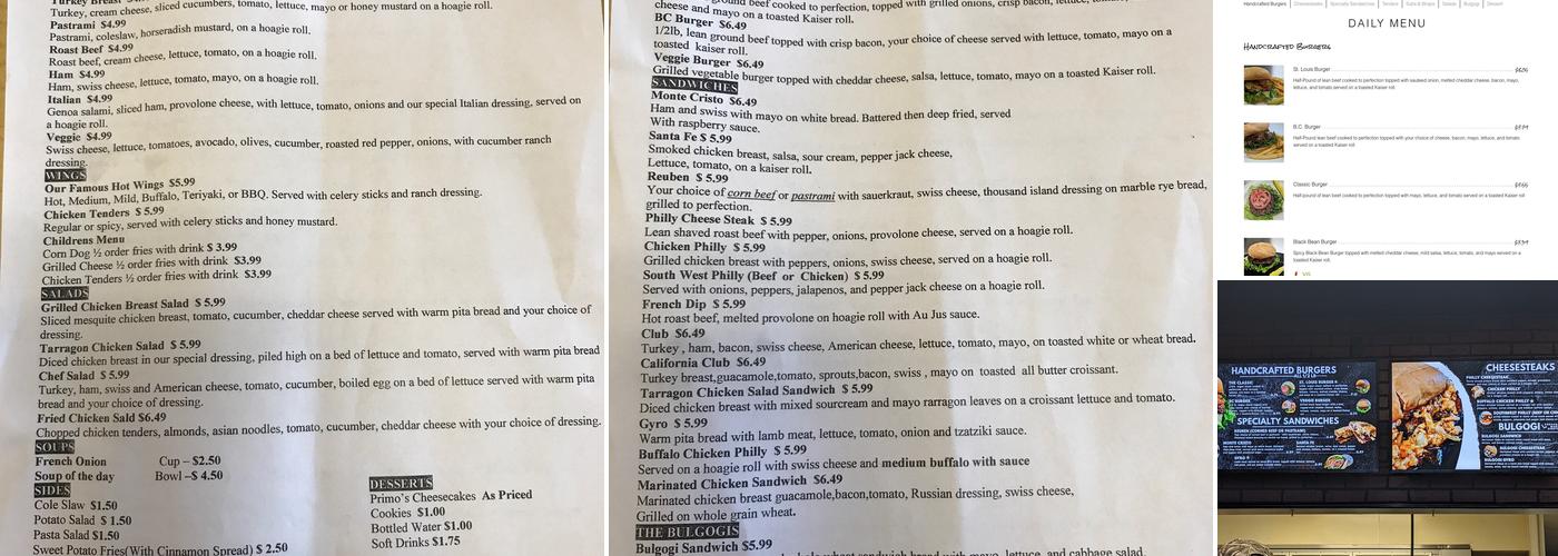 Primo's Grill & Deli Menu