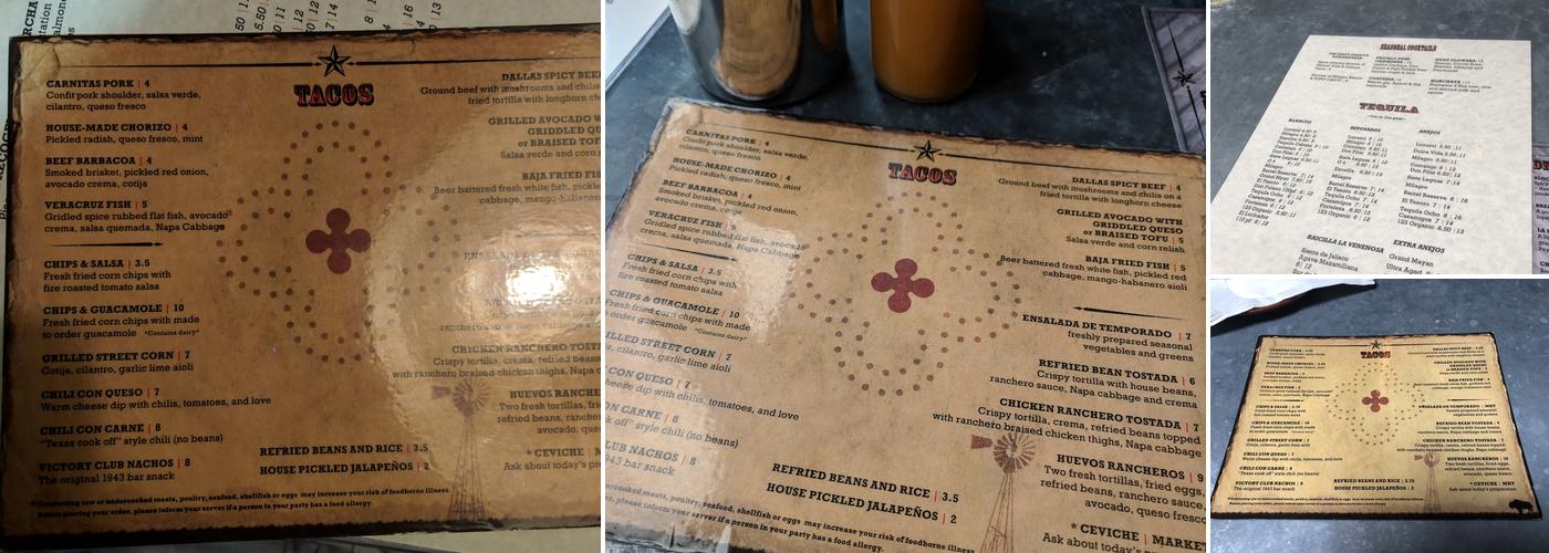 Lone Star Taco Bar Menu