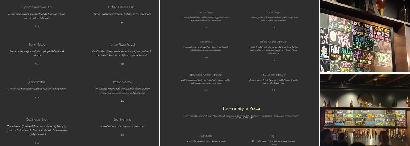 2Twenty2 Tavern Menu