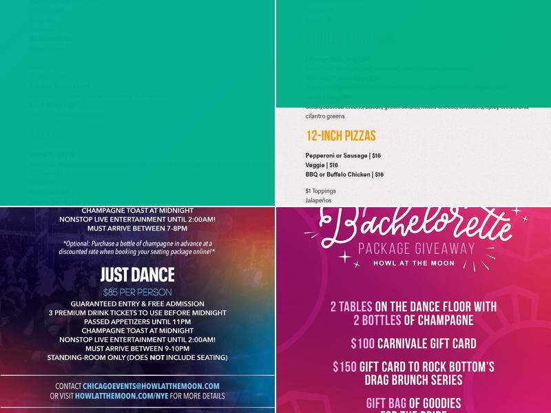 Howl at the Moon Chicago Menu