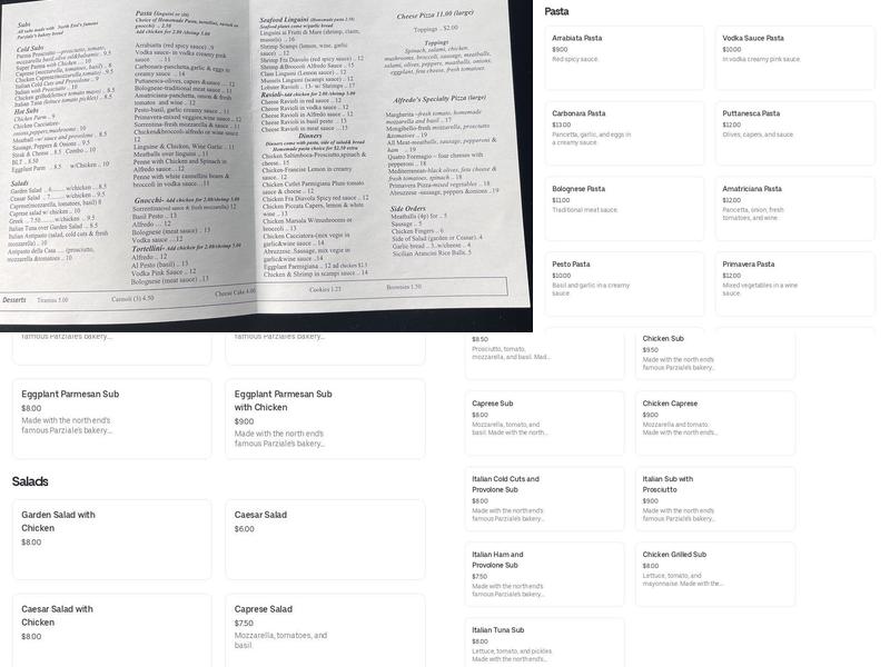 Alfredo's Menu
