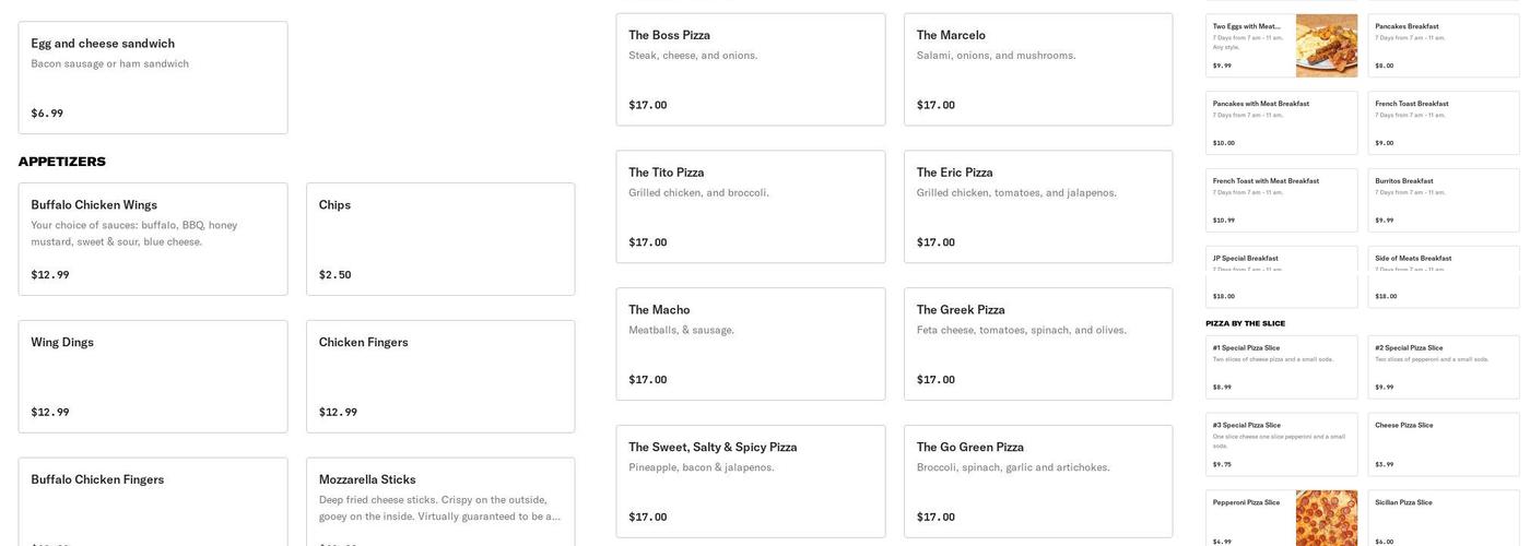 Same Old Place Menu