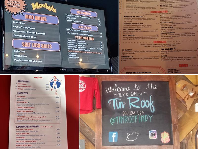 Tin Roof Menu