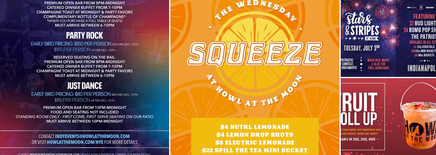 Howl at the Moon Indianapolis Menu