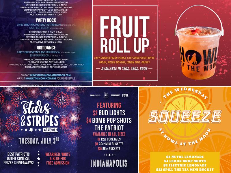 Howl at the Moon Indianapolis Menu