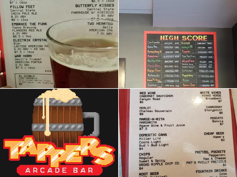 Tappers Arcade Bar Menu