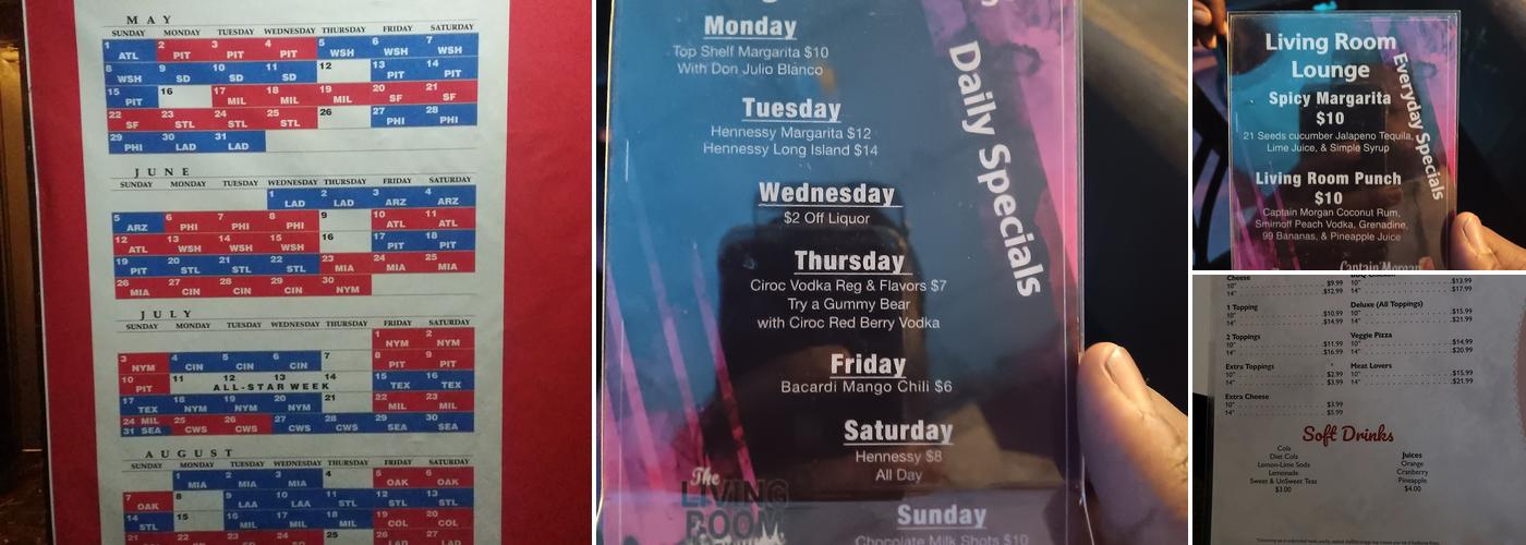 Living Room Lounge Menu