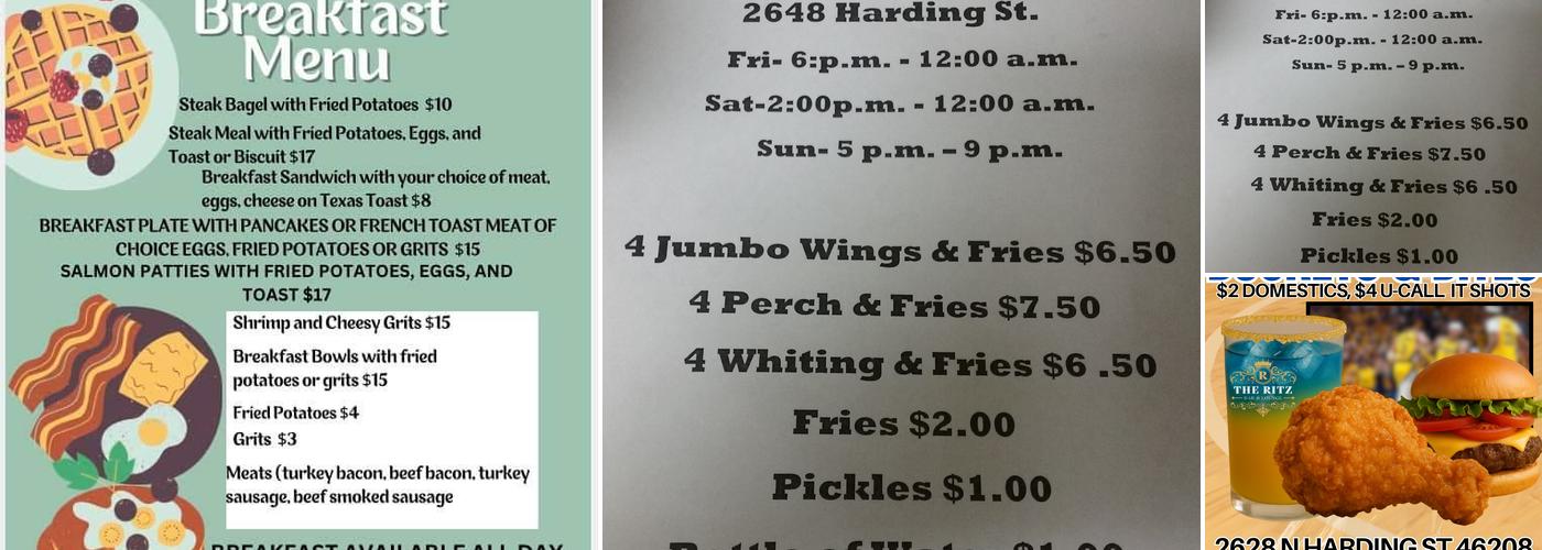 Ritz Lounge Menu