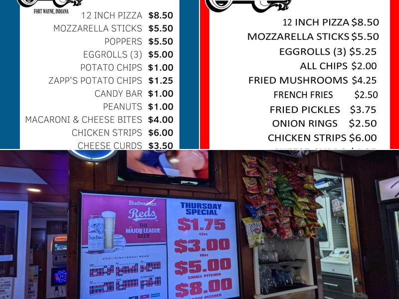 Shady Nook Menu
