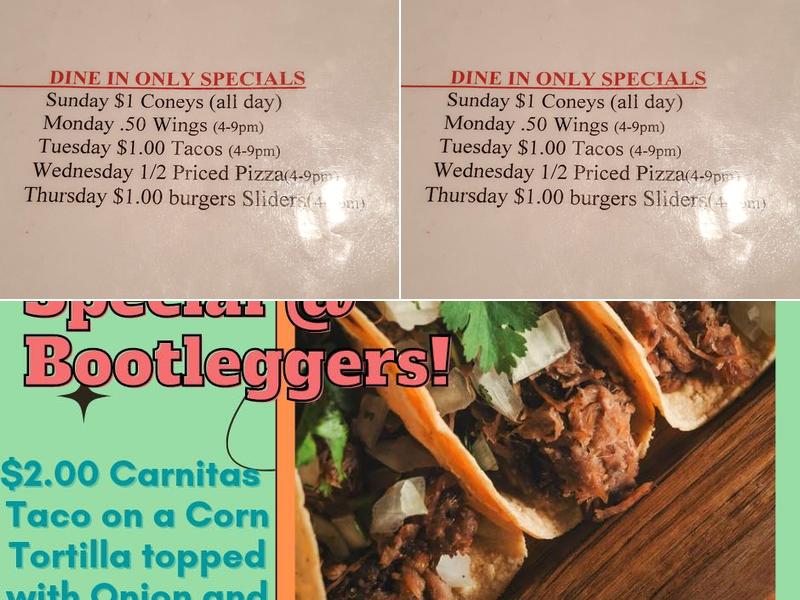 Bootleggers Saloon and Galley Menu