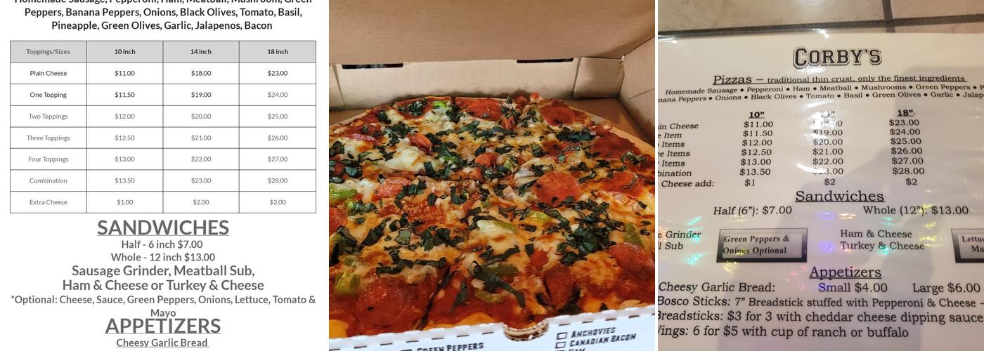 Corby's Irish Pub Menu