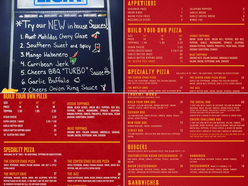 Cheers Music Venue and Karaoke Menu