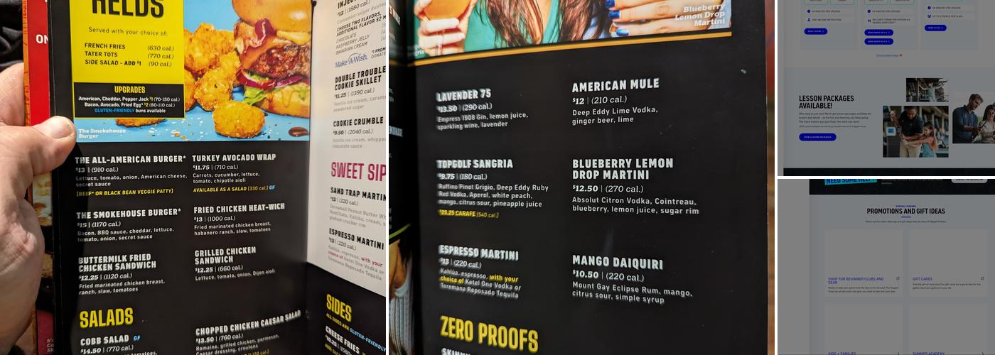 Topgolf Menu