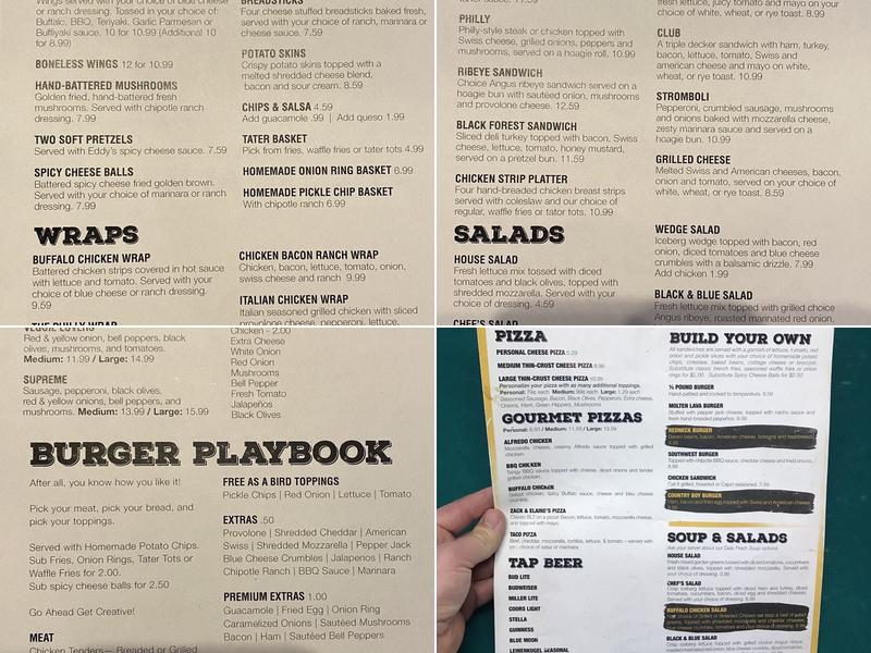 Eddy's Sports Pub Menu