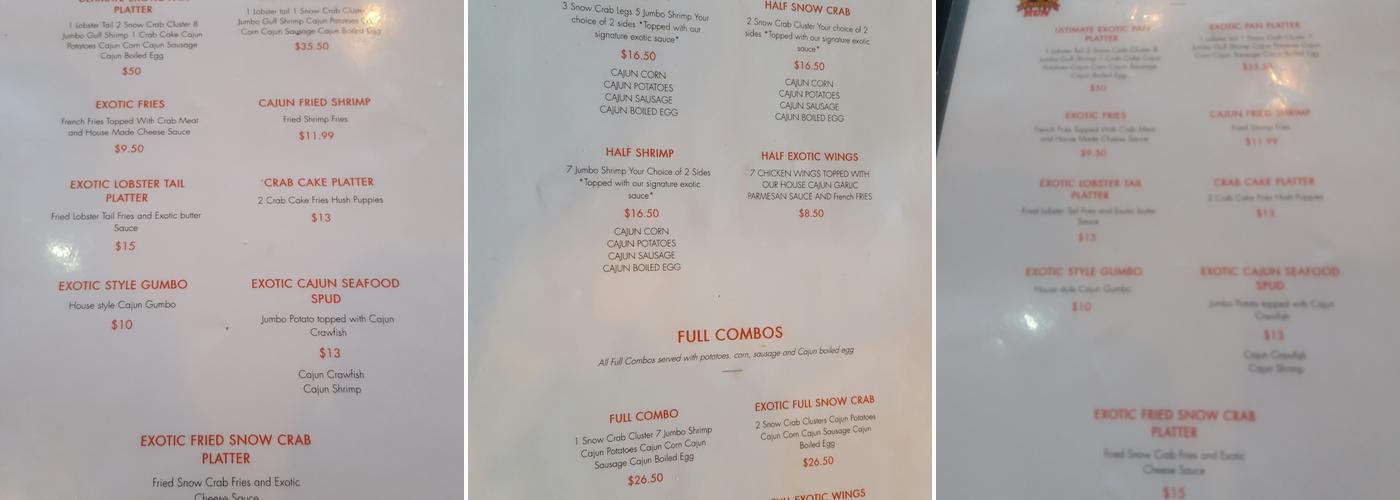 VIP Lounge Menu