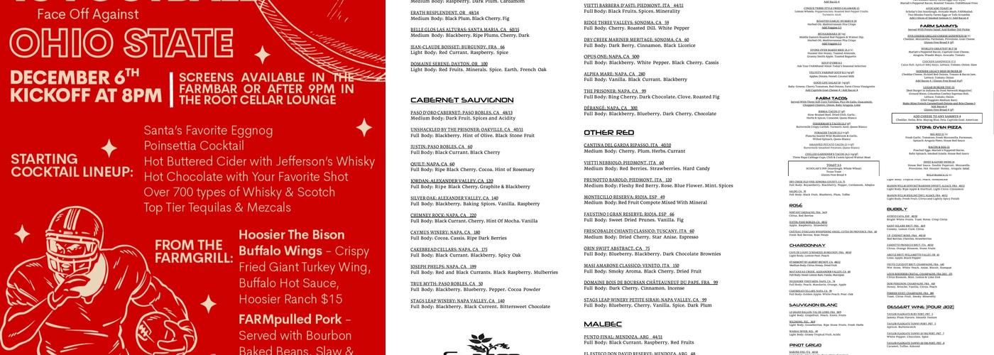 Root Cellar Menu