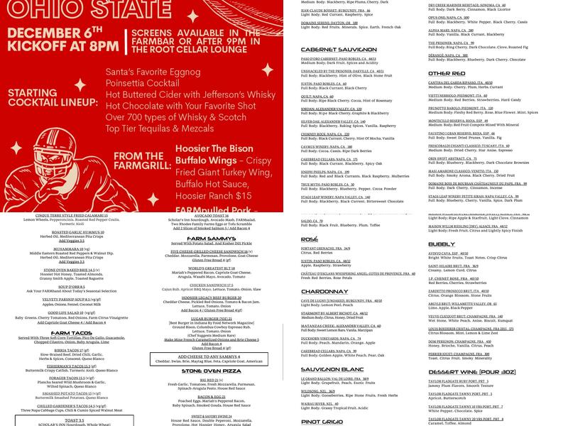 Root Cellar Menu