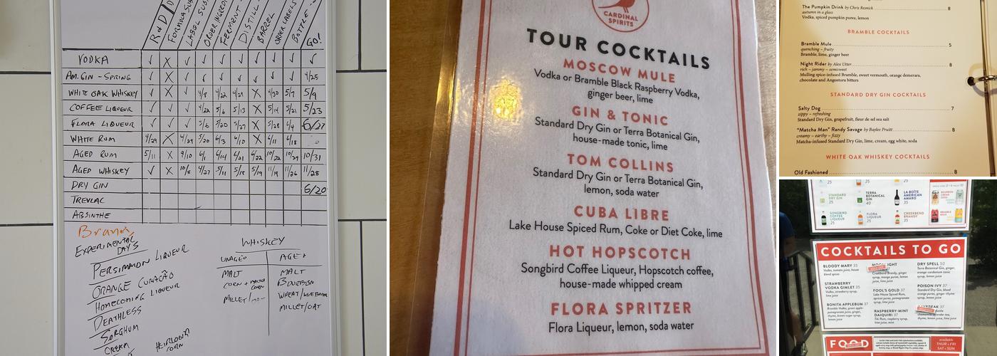 Cardinal Spirits Menu