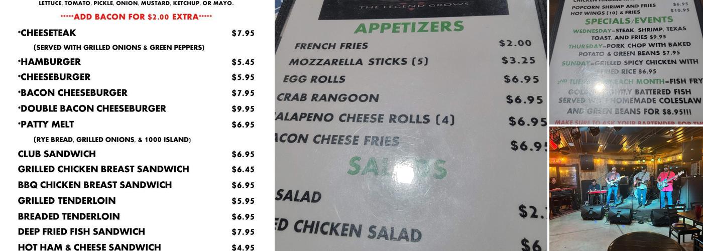 Shorty's Den Menu