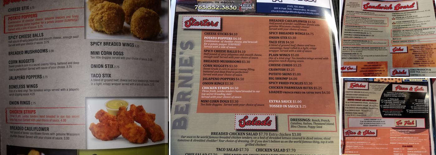 Bernie's Bar Menu