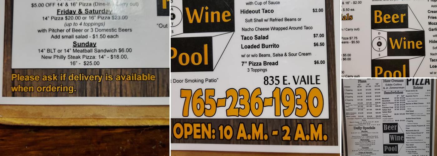 Hide Out Pizza Menu