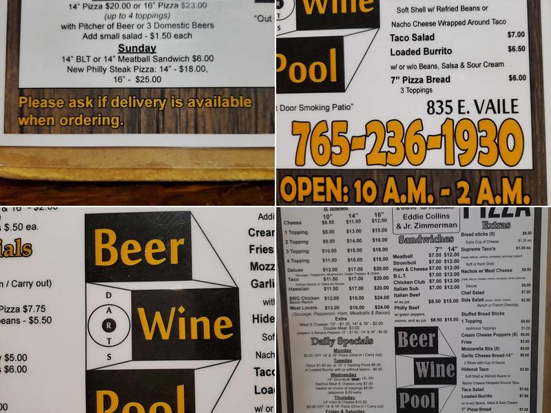 Hide Out Pizza Menu